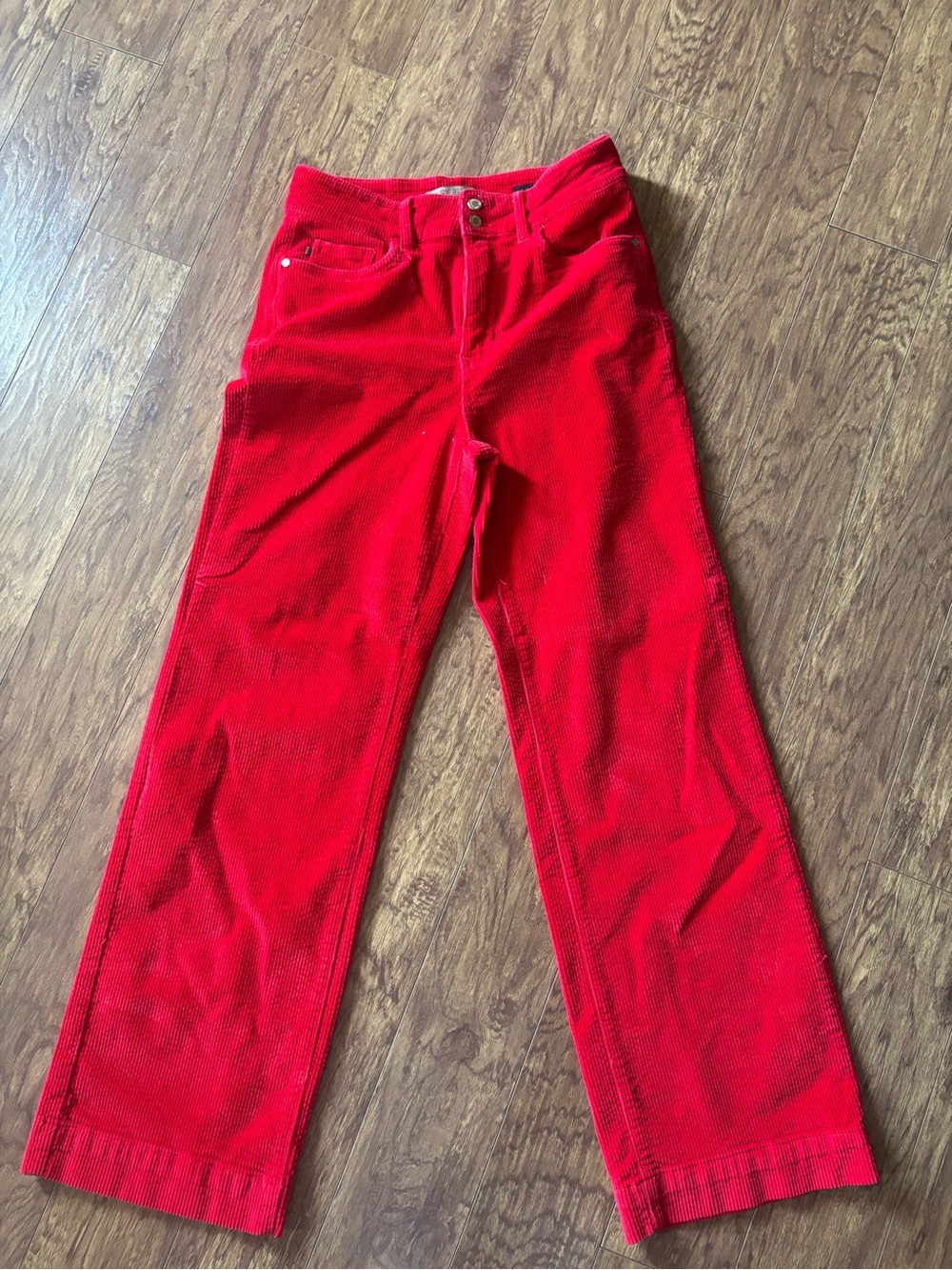 Judy Blue Bright Red Corduroy Wide Leg Jeans